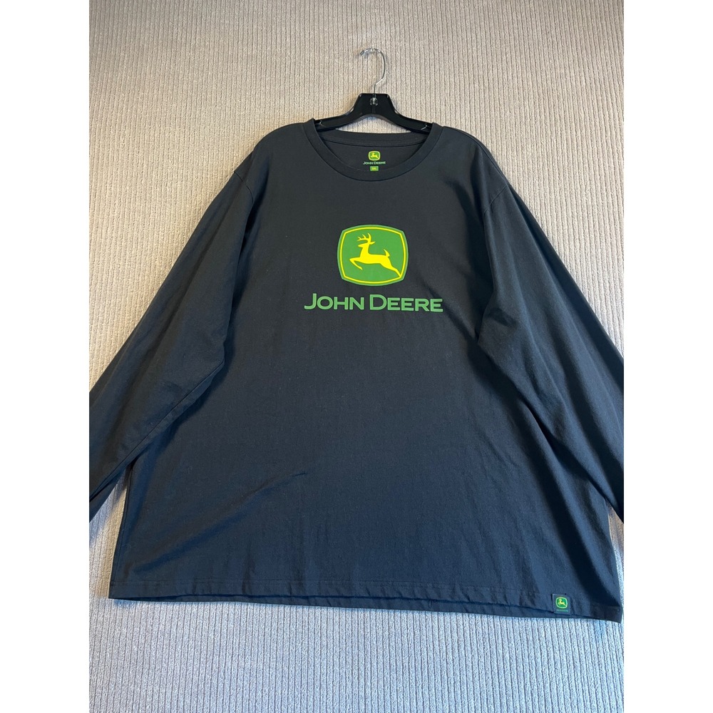 John Deere T Shirt Mens 3XL Long Sleeve Graphic T-Shirt Black Logo Tee Work Wear